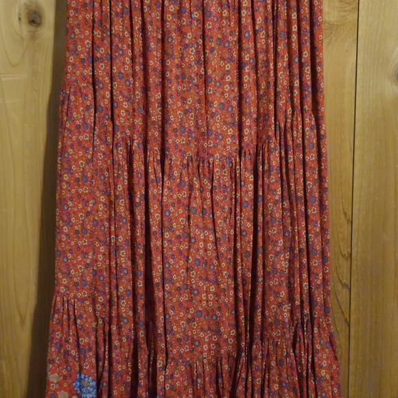 NATURAL LIFE Bohemian Vibrant Red Floral Maxi Skirt - Picture 7 of 8